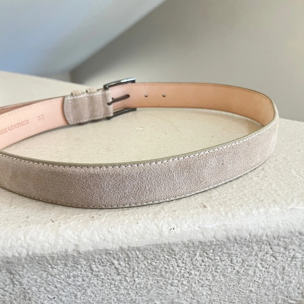 Unisex  Genuine Suede Leather tan neutral belt Casual work Belt size 32